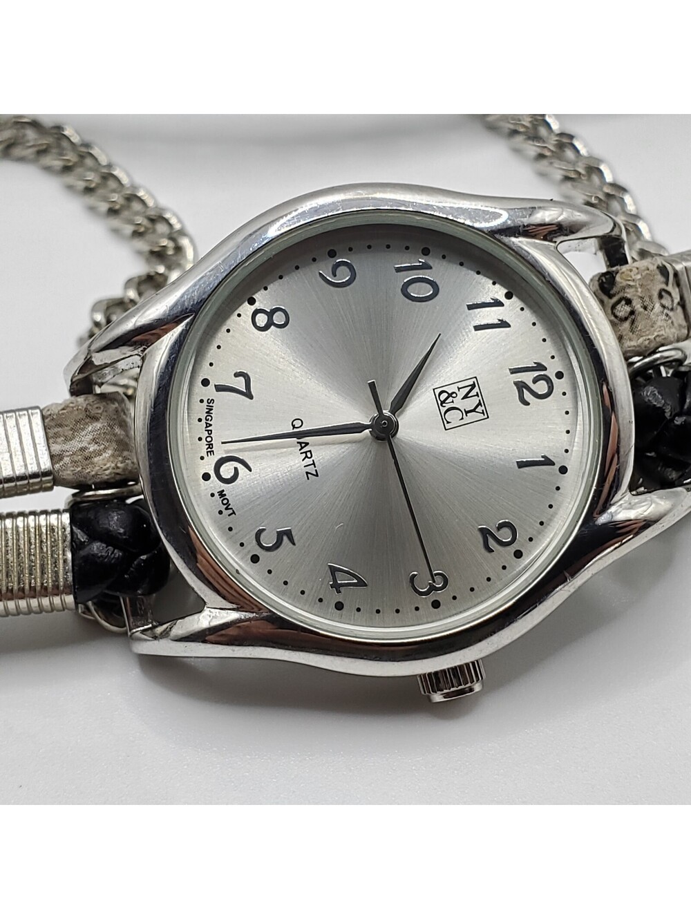NY&C Ling Strap Womens Watch 33mm Silver Tone New Battery